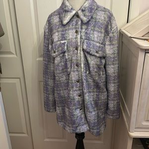 Gorgeous buttery soft Anthropologie button down lined plaid jacket size XS